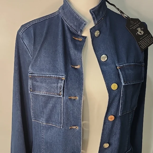 Anatomie Dark Blue Jean Jacket with Button Accents - Picture 3 of 6